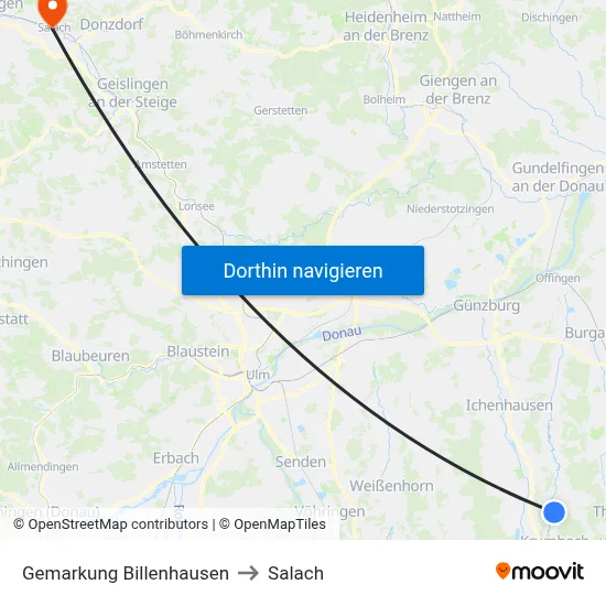 Gemarkung Billenhausen to Salach map