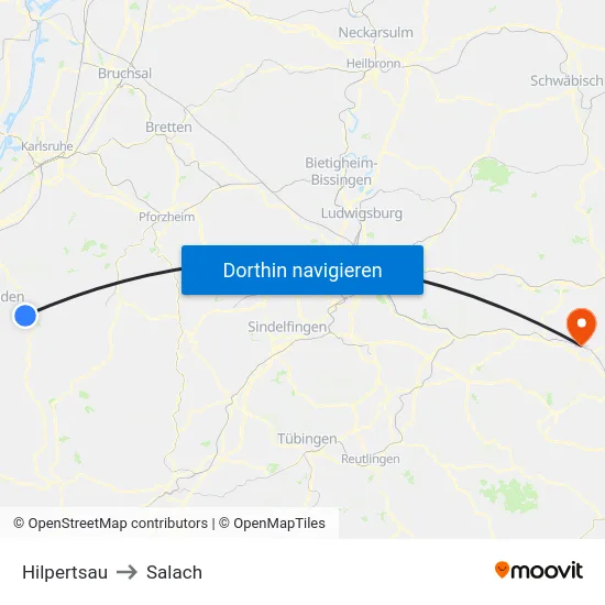 Hilpertsau to Salach map