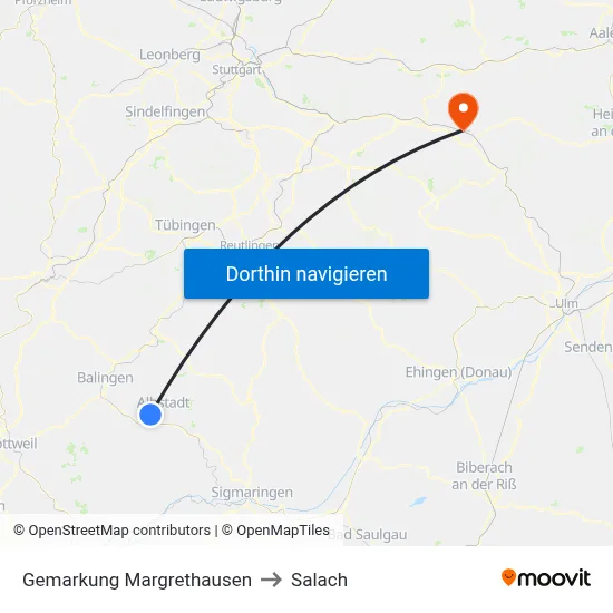 Gemarkung Margrethausen to Salach map
