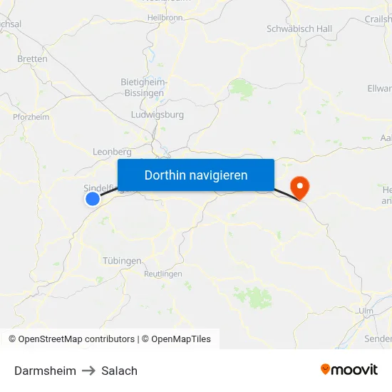 Darmsheim to Salach map