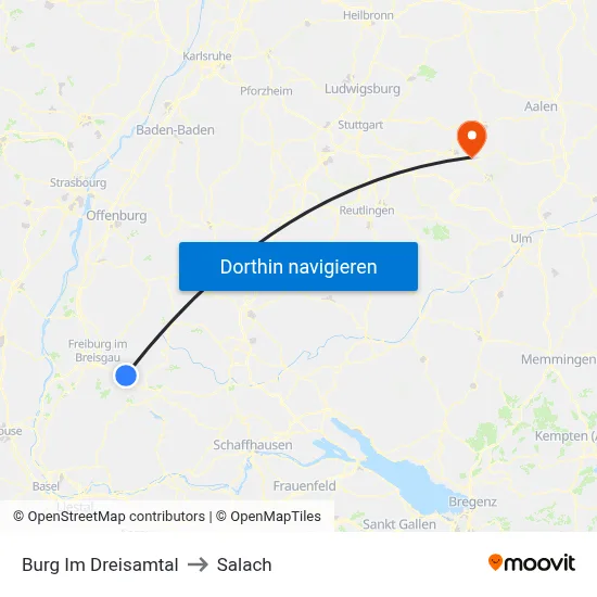Burg Im Dreisamtal to Salach map