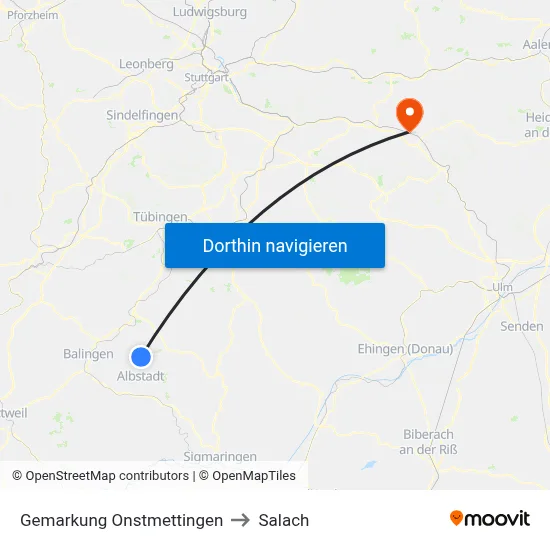 Gemarkung Onstmettingen to Salach map