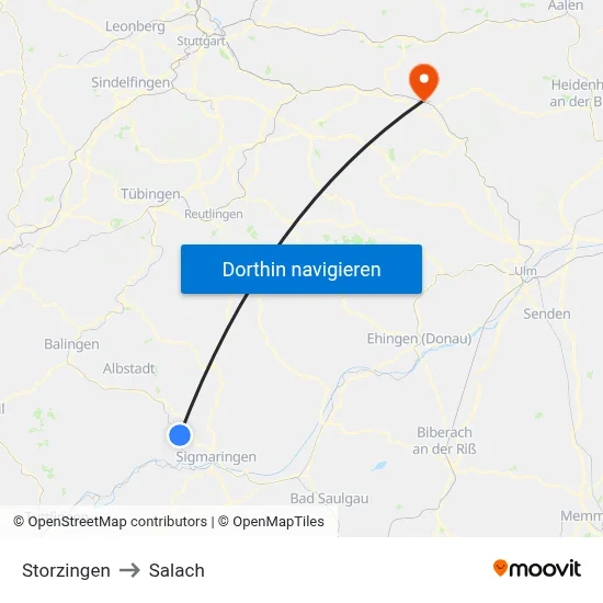 Storzingen to Salach map
