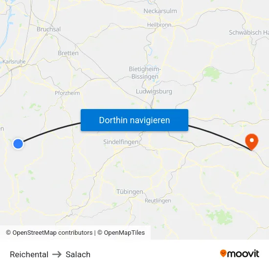 Reichental to Salach map