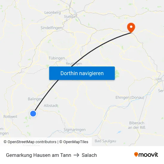 Gemarkung Hausen am Tann to Salach map