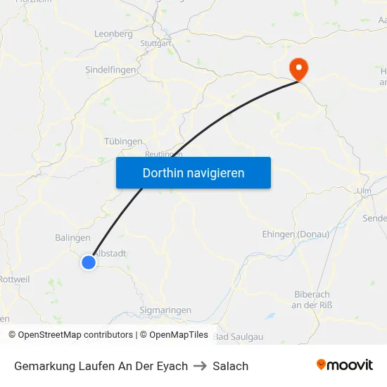Gemarkung Laufen An Der Eyach to Salach map