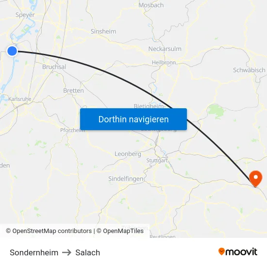 Sondernheim to Salach map