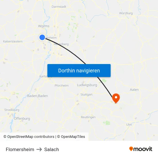 Flomersheim to Salach map