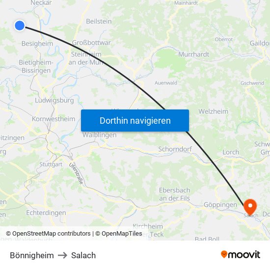 Bönnigheim to Salach map