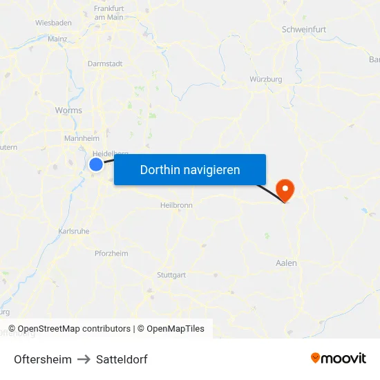 Oftersheim to Satteldorf map
