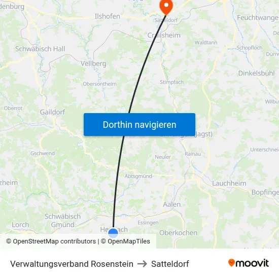 Verwaltungsverband Rosenstein to Satteldorf map