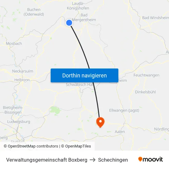 Verwaltungsgemeinschaft Boxberg to Schechingen map