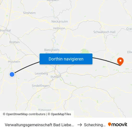 Verwaltungsgemeinschaft Bad Liebenzell to Schechingen map
