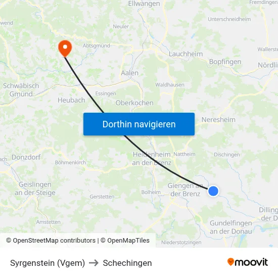 Syrgenstein (Vgem) to Schechingen map
