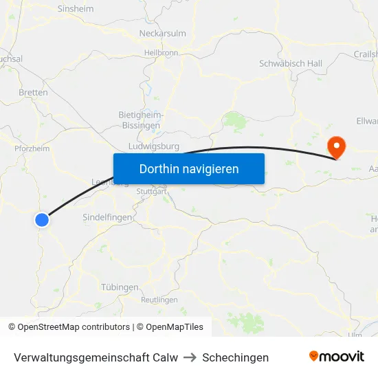 Verwaltungsgemeinschaft Calw to Schechingen map