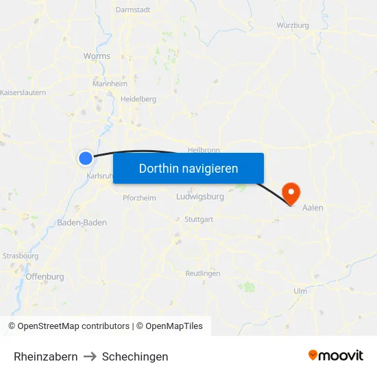 Rheinzabern to Schechingen map