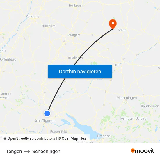 Tengen to Schechingen map
