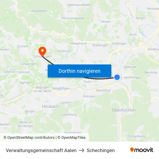 Verwaltungsgemeinschaft Aalen to Schechingen map