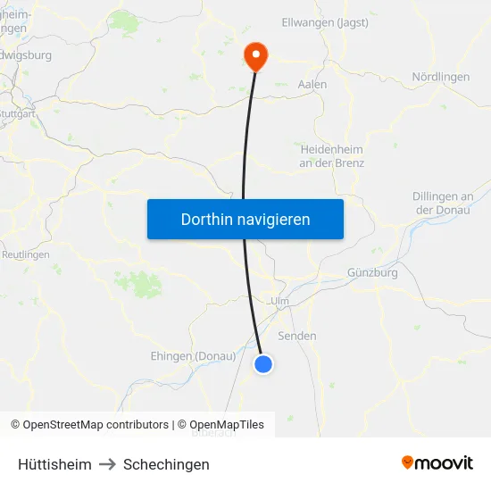 Hüttisheim to Schechingen map