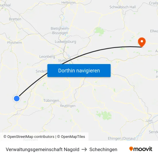 Verwaltungsgemeinschaft Nagold to Schechingen map