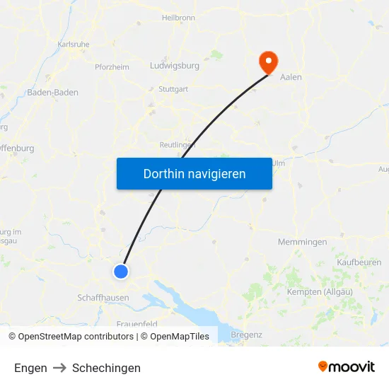 Engen to Schechingen map
