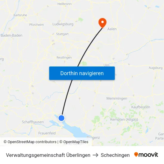 Verwaltungsgemeinschaft Überlingen to Schechingen map