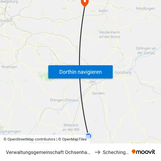 Verwaltungsgemeinschaft Ochsenhausen to Schechingen map