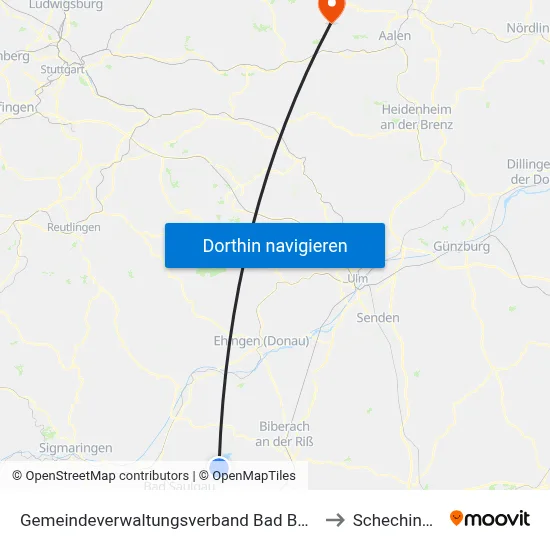 Gemeindeverwaltungsverband Bad Buchau to Schechingen map