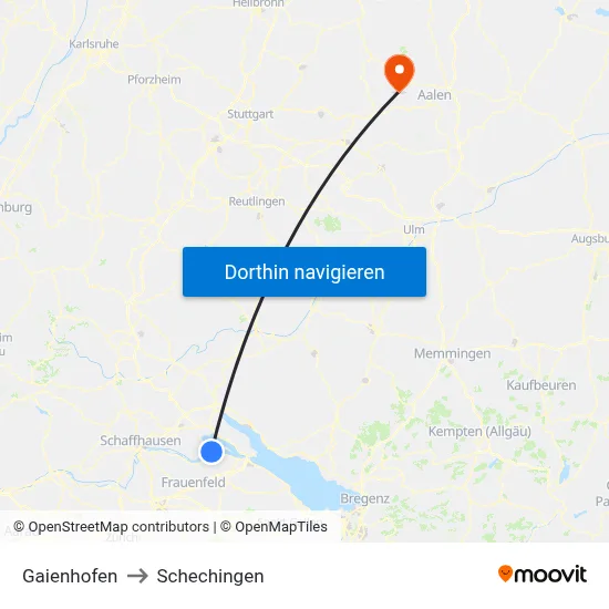 Gaienhofen to Schechingen map