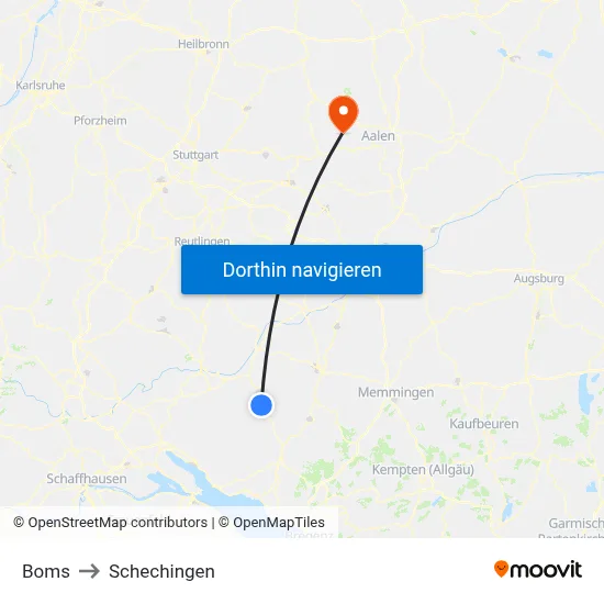 Boms to Schechingen map