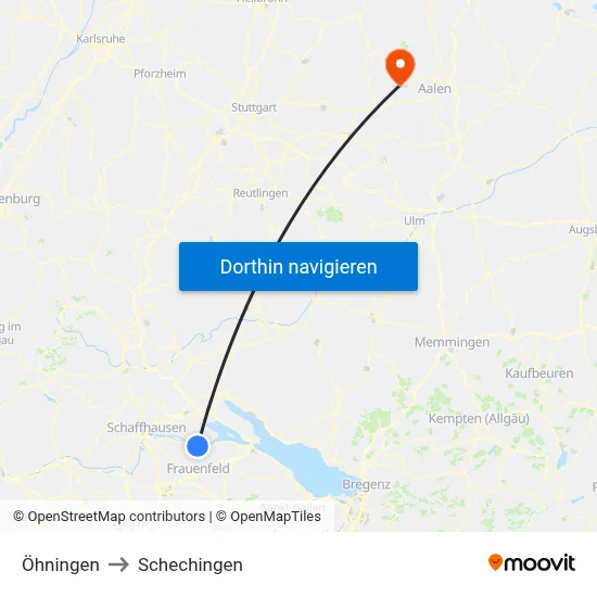 Öhningen to Schechingen map