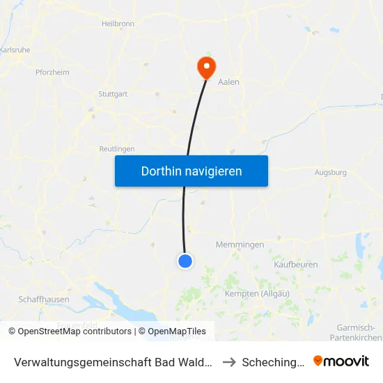 Verwaltungsgemeinschaft Bad Waldsee to Schechingen map