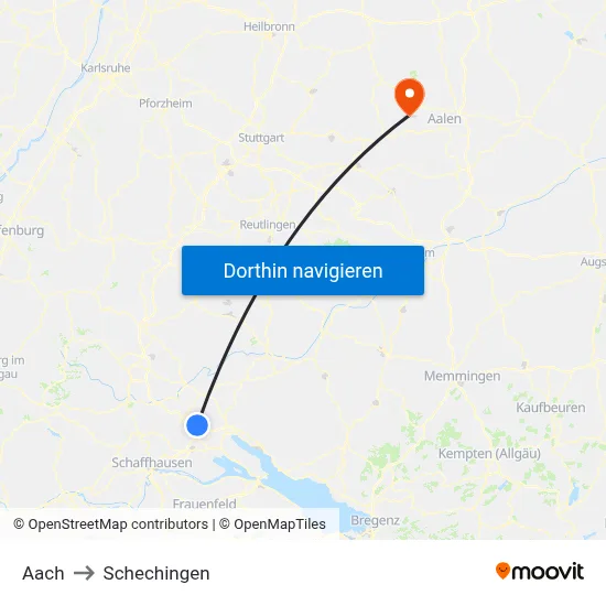 Aach to Schechingen map