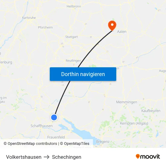 Volkertshausen to Schechingen map