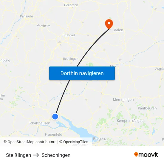 Steißlingen to Schechingen map