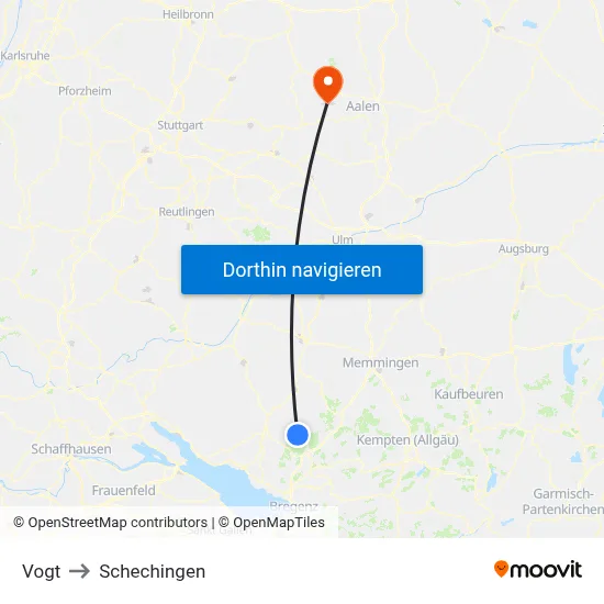 Vogt to Schechingen map