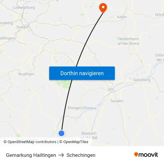 Gemarkung Hailtingen to Schechingen map