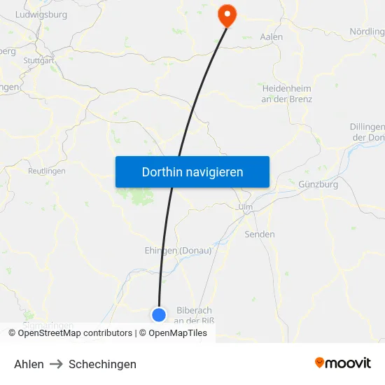 Ahlen to Schechingen map