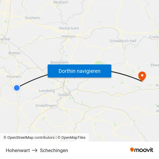 Hohenwart to Schechingen map