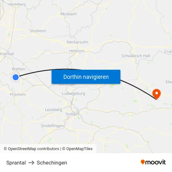 Sprantal to Schechingen map