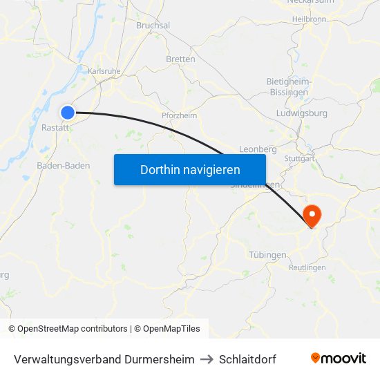 Verwaltungsverband Durmersheim to Schlaitdorf map