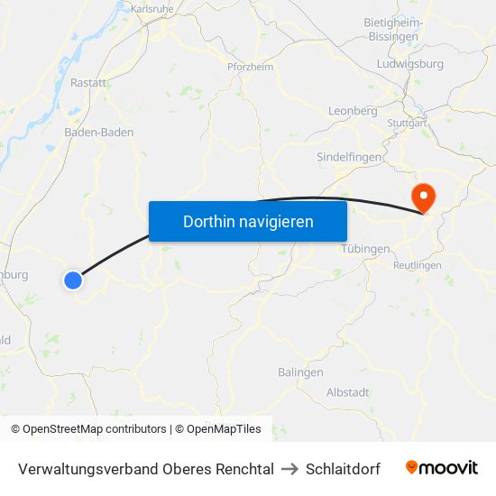 Verwaltungsverband Oberes Renchtal to Schlaitdorf map