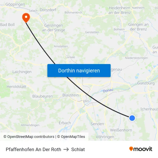 Pfaffenhofen An Der Roth to Schlat map