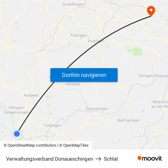 Verwaltungsverband Donaueschingen to Schlat map