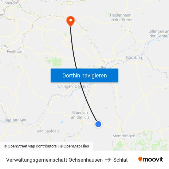 Verwaltungsgemeinschaft Ochsenhausen to Schlat map