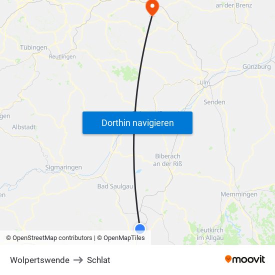 Wolpertswende to Schlat map