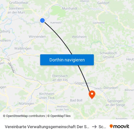 Vereinbarte Verwaltungsgemeinschaft Der Stadt Backnang to Schlat map