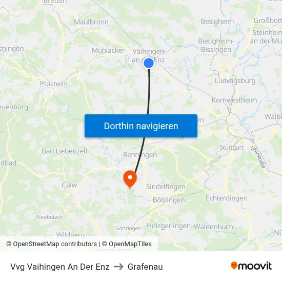 Vvg Vaihingen An Der Enz to Grafenau map