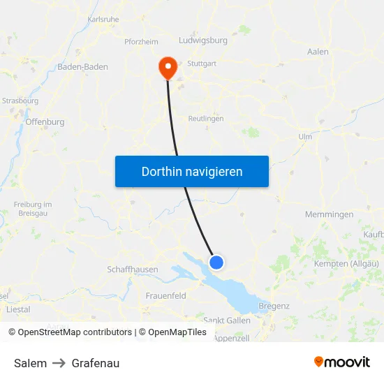 Salem to Grafenau map