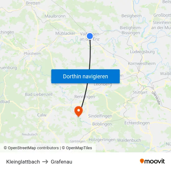 Kleinglattbach to Grafenau map